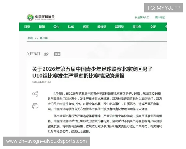 2026年北京赛区U10组比赛通报严查青少年足球联赛虚假比赛现象